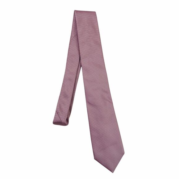 Boss Hugo Boss Tie Mens Red Pink Silk Narrow Luxury Designer Made in Italy - Picture 1 of 11